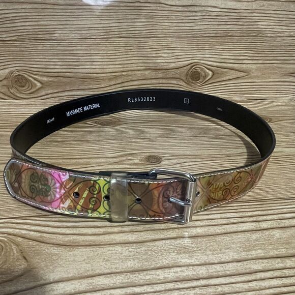 Unbranded Accessories - Holographic Belt Women Sz Large Peace Rock N Roll Eco Love Hippie Boho‎ Chic ‘76